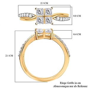 Moissanite 0.82 ctw Ring in Vermeil Yellow Gold Over Sterling Silver (Size 9)