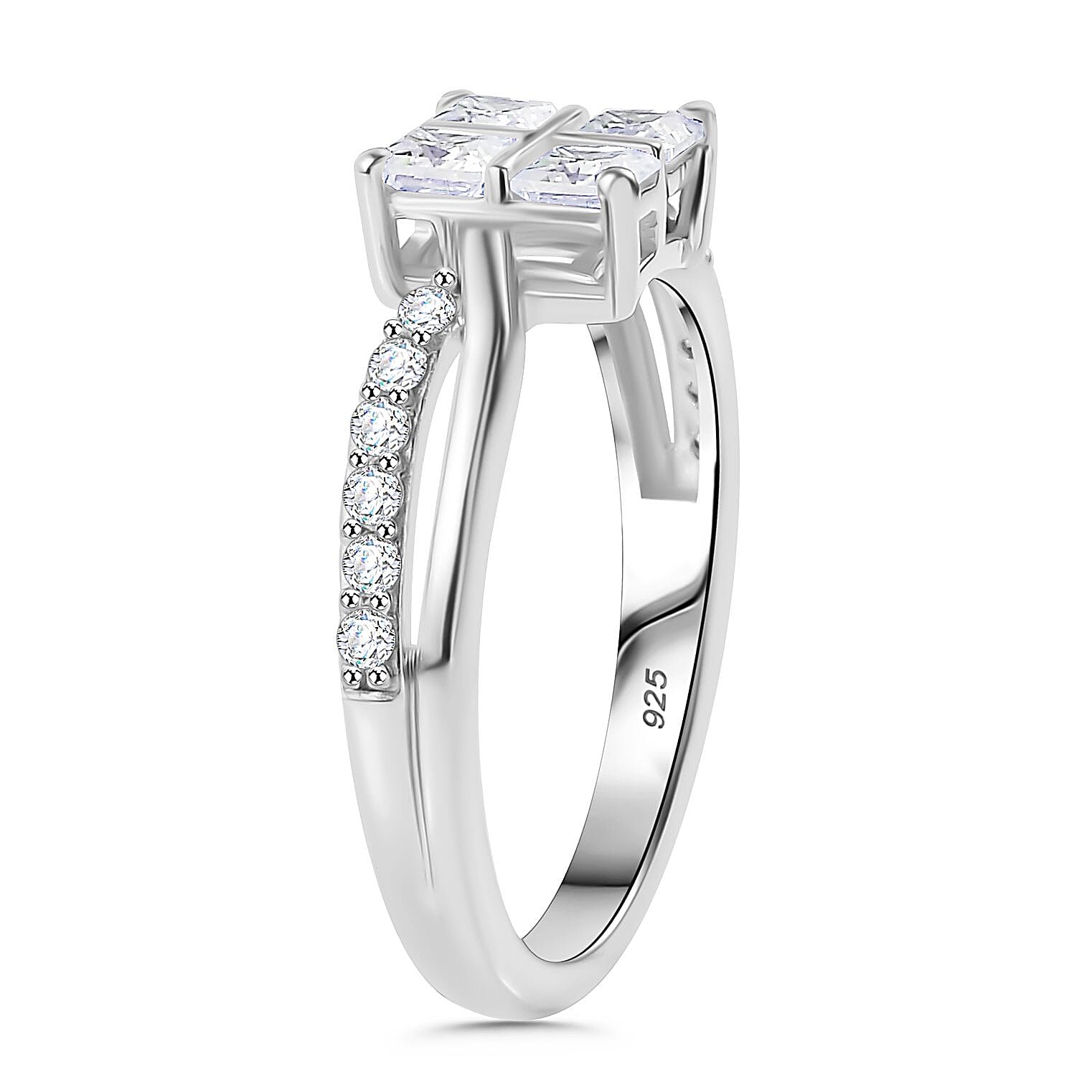 Moissanite 0.84 ctw Ring in Rhodium Sterling Silver (Size 10.0)