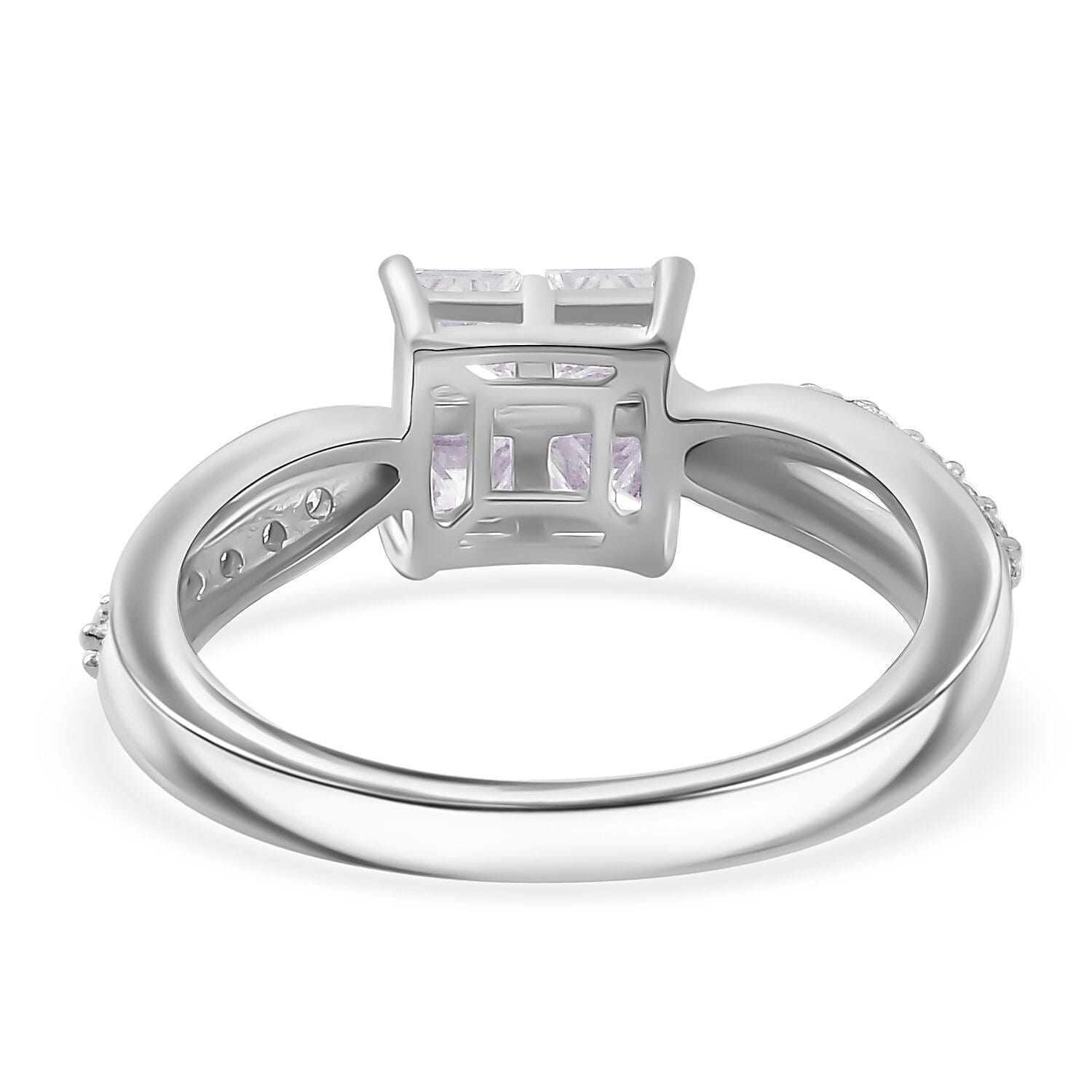 Moissanite 0.84 ctw Ring in Rhodium Sterling Silver (Size 10.0)