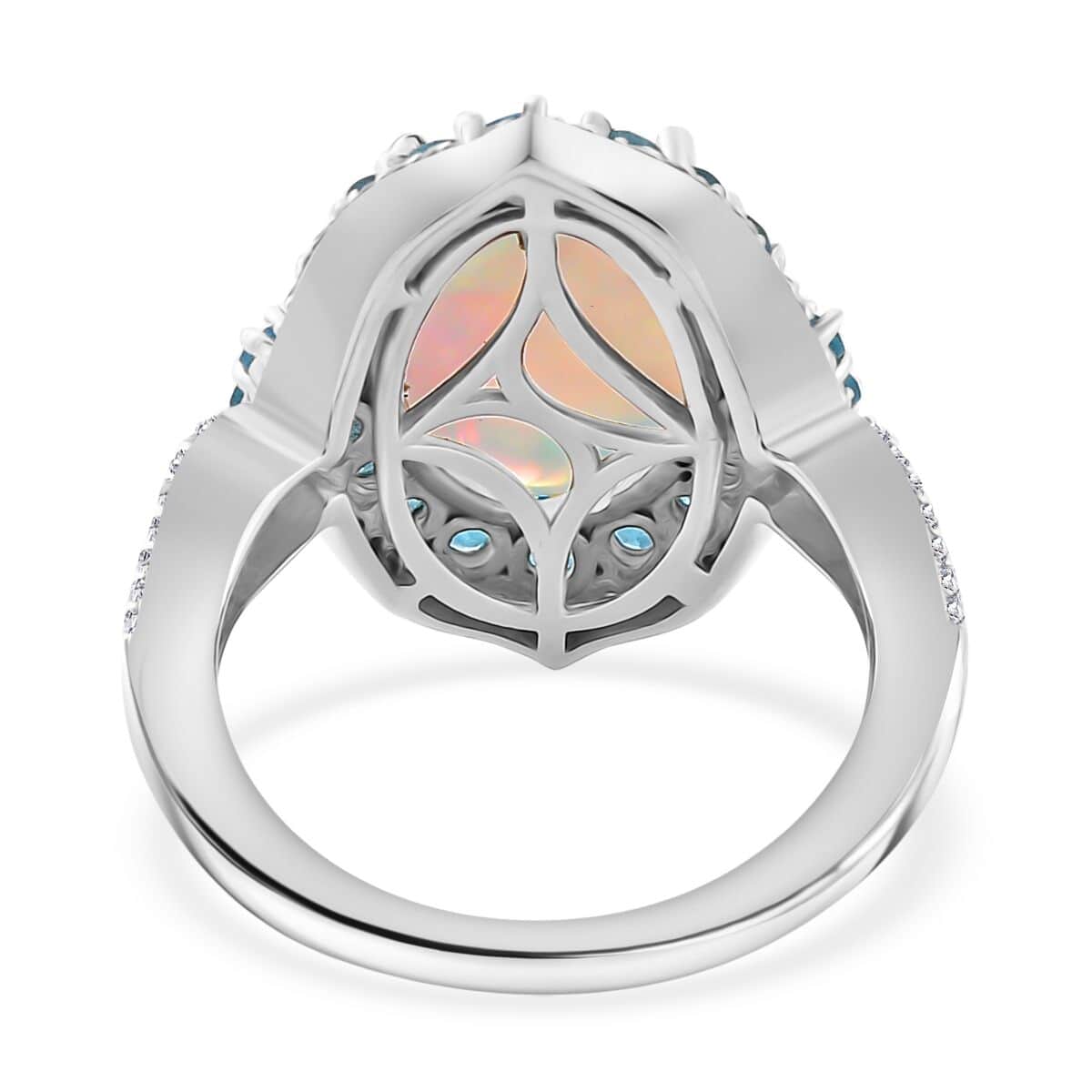 Premium Ethiopian Welo Opal and Multi Gemstone 5.10 ctw Sunshine on Ocean Ring in Rhodium Over Sterling Silver (Size 7.0) image number 5