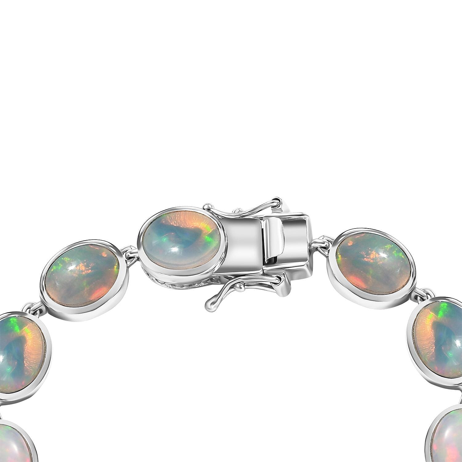 D'Joy Premium Ethiopian Welo Opal 13.40 ctw Dolphin Bracelet in Rhodium Over Sterling Silv (6.50 In)