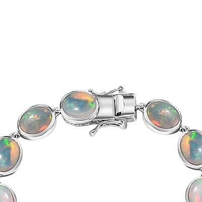 D'Joy Premium Ethiopian Welo Opal 13.40 ctw Dolphin Bracelet in Rhodium Over Sterling Silv (6.50 In)