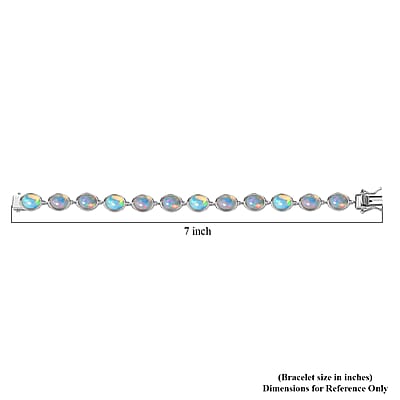 D'Joy Premium Ethiopian Welo Opal 13.40 ctw Dolphin Bracelet in Rhodium Over Sterling Silv (6.50 In)