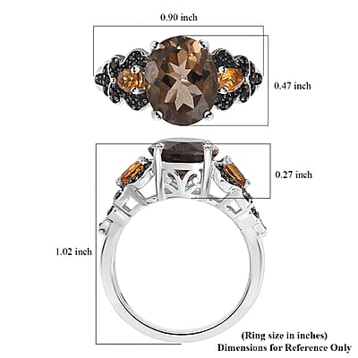 Karis Brazilian Smoky Quartz and Multi Gemstone 3.90 ctw Ember Bloom Ring in Platinum Bond (Size 10.0)