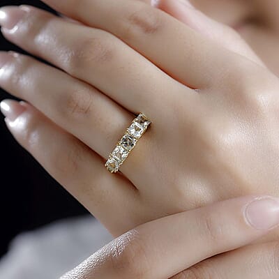 AAA Turkizite and Boyaca Colombian Emerald 2.30 ctw Ring in 18K Vermeil Yellow Gold Over Sterling Silver (Size 10.0)