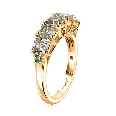 AAA Turkizite and Boyaca Colombian Emerald 2.30 ctw Ring in 18K Vermeil Yellow Gold Over Sterling Silver (Size 10.0)