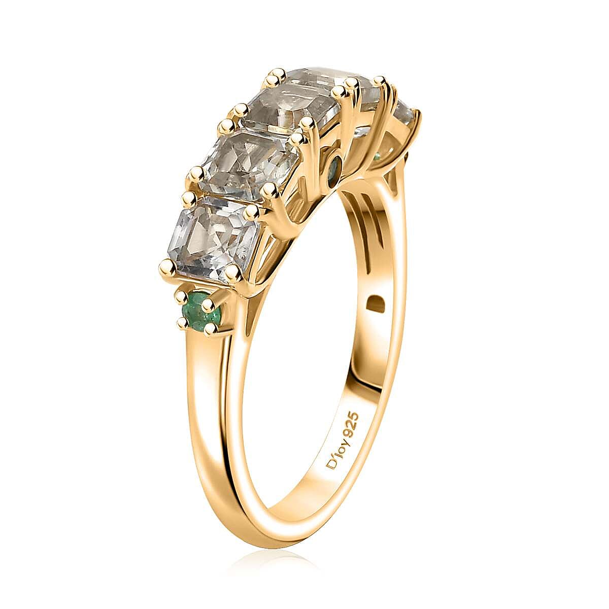 AAA Turkizite and Boyaca Colombian Emerald 2.30 ctw Ring in 18K Vermeil Yellow Gold Over Sterling Silver (Size 9.0)