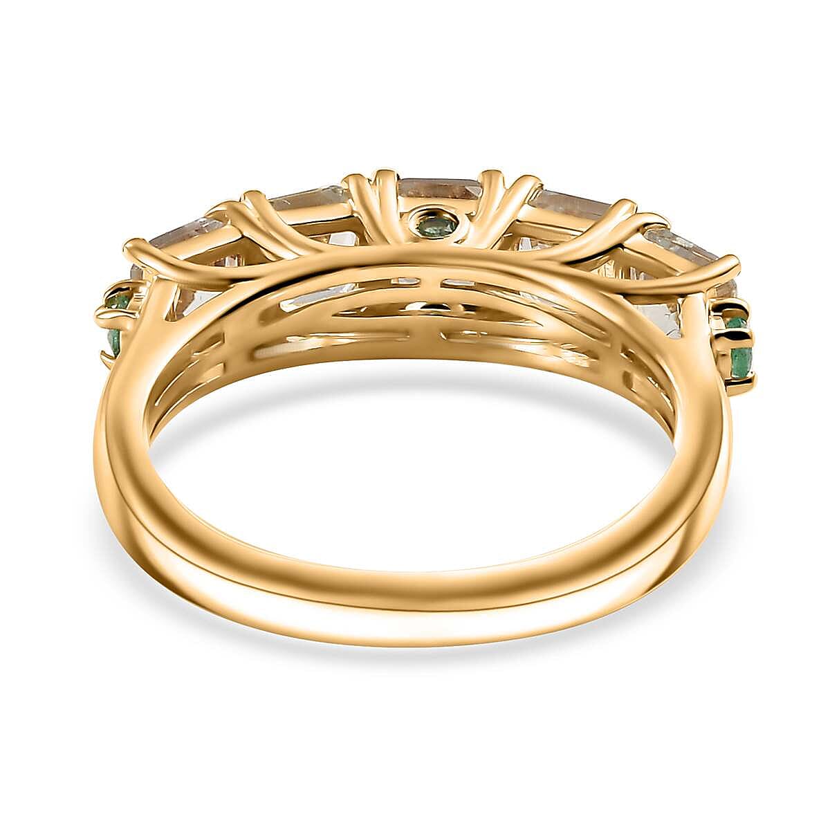 AAA Turkizite and Boyaca Colombian Emerald 2.30 ctw Ring in 18K Vermeil Yellow Gold Over Sterling Silver (Size 9.0)