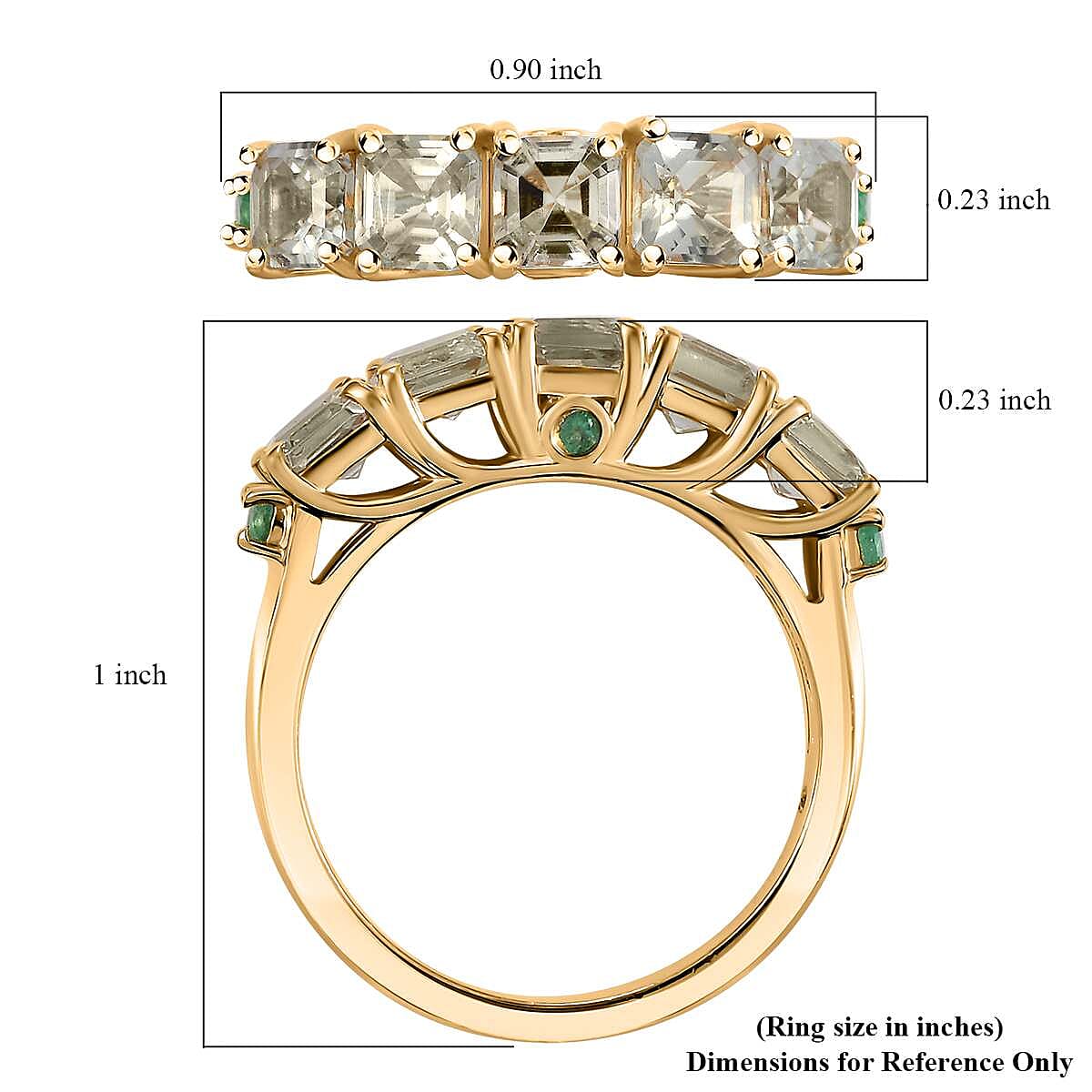AAA Turkizite and Boyaca Colombian Emerald 2.30 ctw Ring in 18K Vermeil Yellow Gold Over Sterling Silver (Size 9.0)