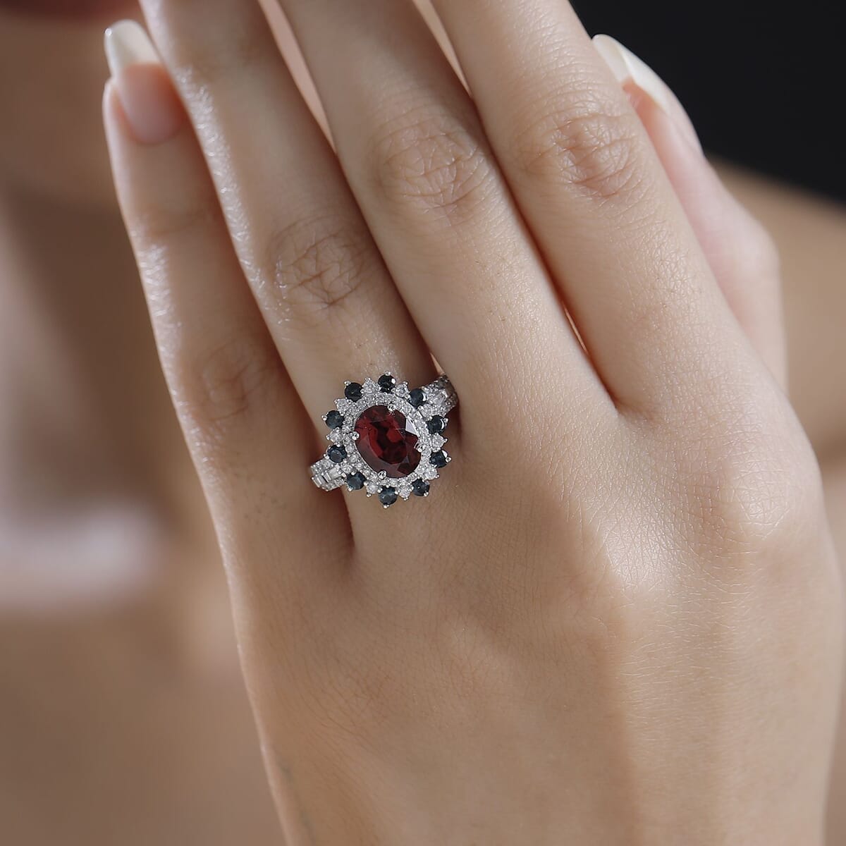 Certified and Appraised Luxoro AAA Ouro Fino Rubellite, Indicolite and G-H I2 Diamond 2.78 ctw Blooming Floral Ring in 14K White Gold (Size 11.0) 4.35 Grams image number 2