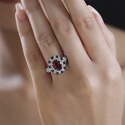 Luxoro AAA Ouro Fino Rubellite, Indicolite, Diamond Floral Ring in 14K White Gold 2.78 ctw (Size 12.0)