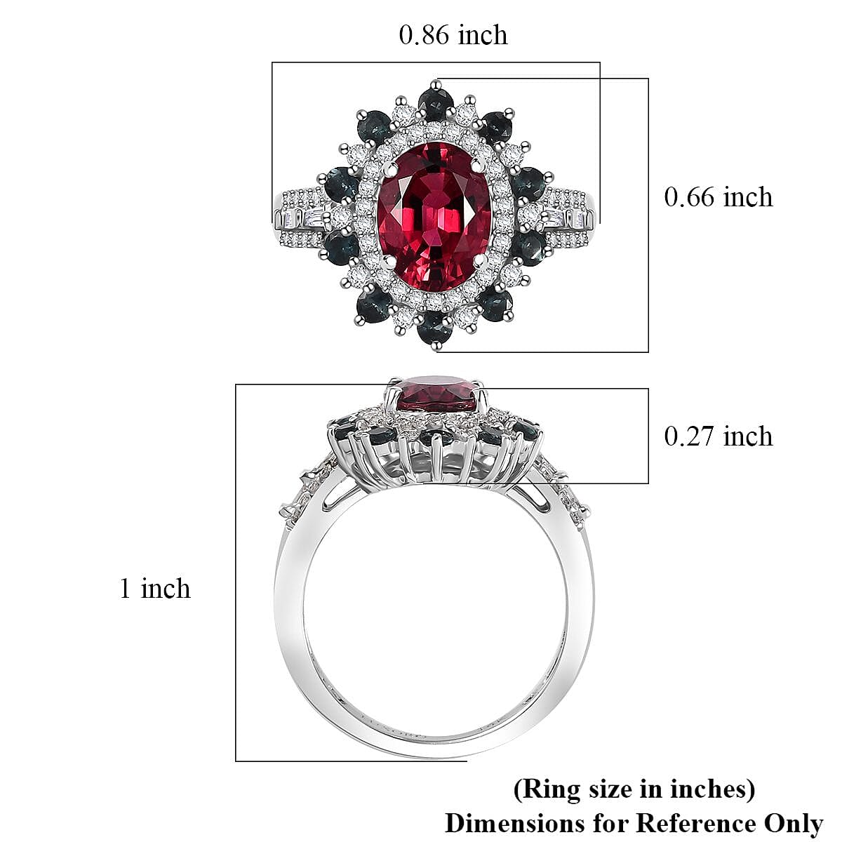 Certified and Appraised Luxoro AAA Ouro Fino Rubellite, Indicolite and G-H I2 Diamond 2.78 ctw Blooming Floral Ring in 14K White Gold (Size 6.0) 4.35 Grams image number 5
