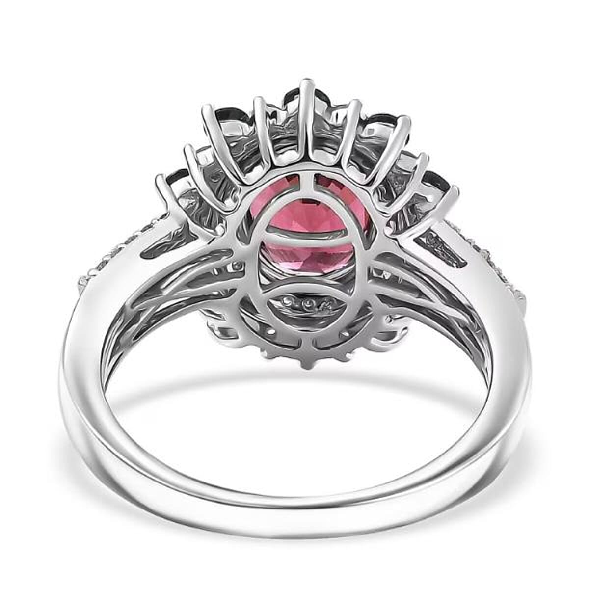 Luxoro AAA Ouro Fino Rubellite, Indicolite, Diamond Floral Ring in 14K White Gold 2.78 ctw (Size 9.0) image number 6