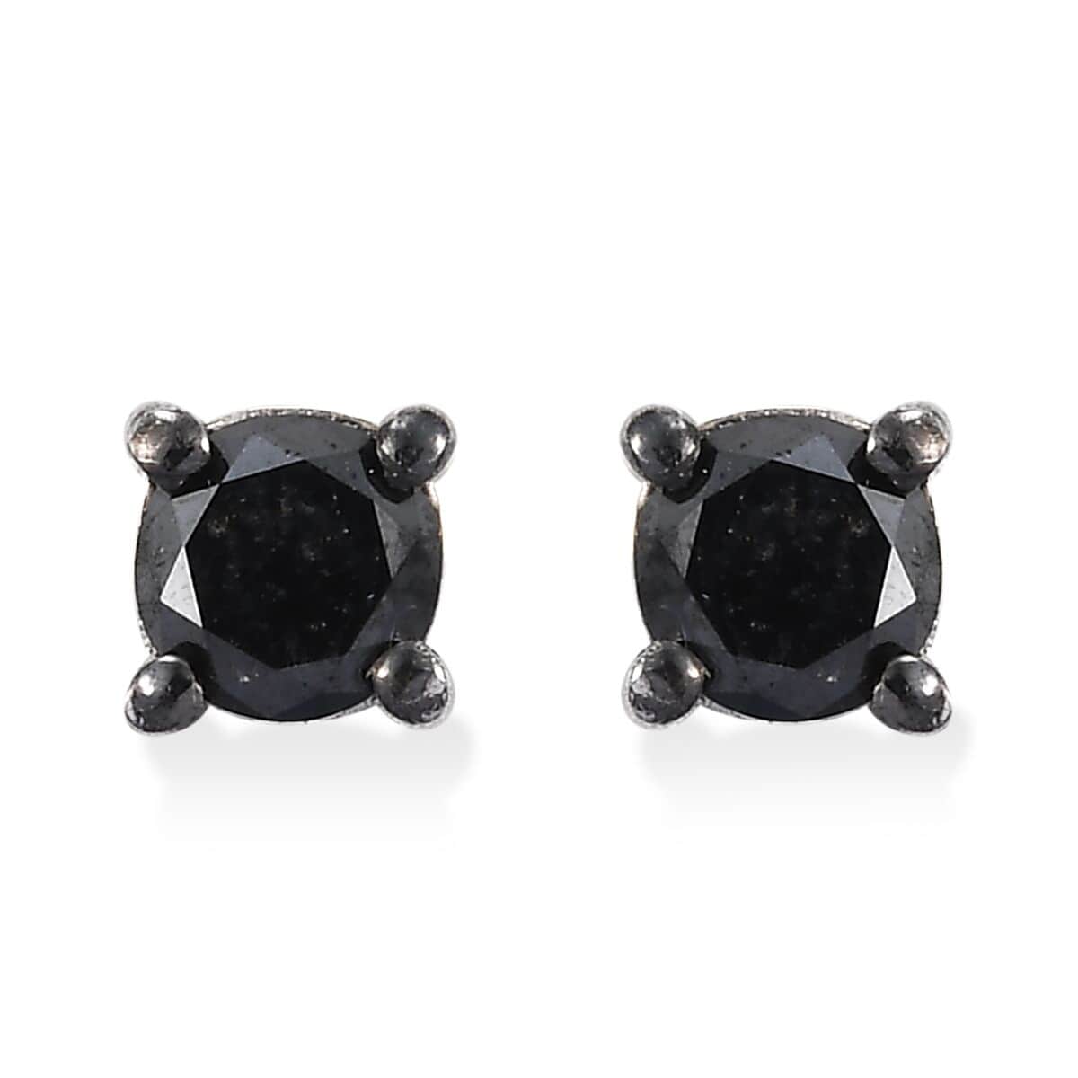 Black Diamond 0.50 ctw Stud Earrings in Rhodium Over Sterling Silver image number 0