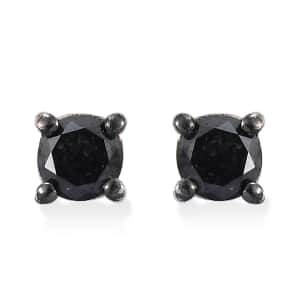 Black Diamond 0.50 ctw Stud Earrings in Rhodium Over Sterling Silver