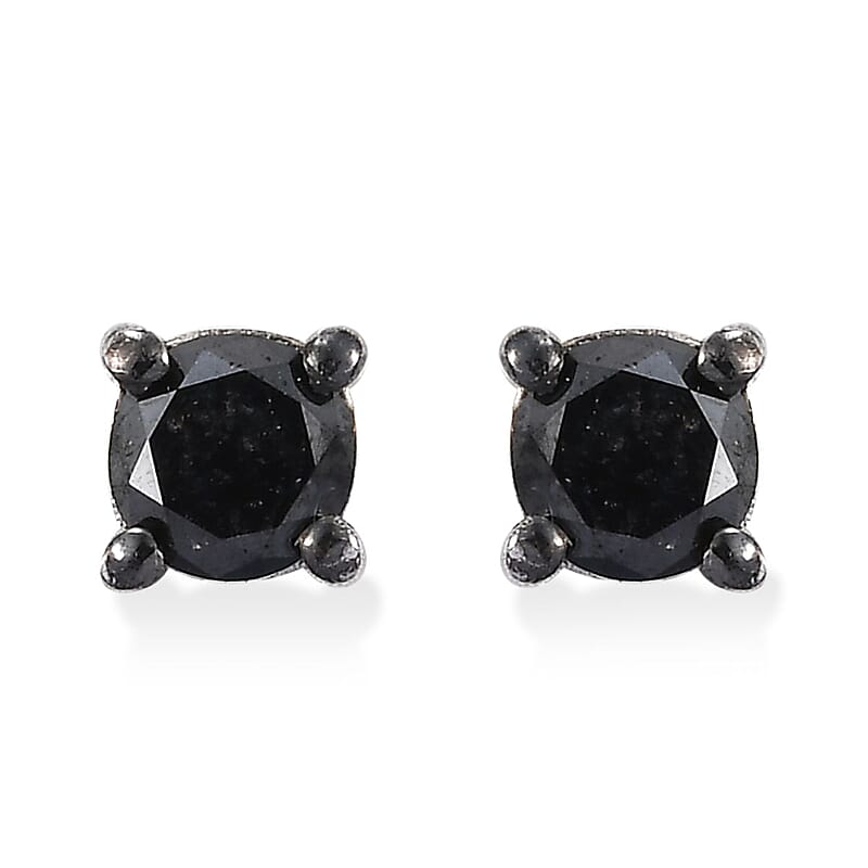 D'Joy Black Diamond 0.50 ctw Stud Earrings in Rhodium Over Sterling Silver