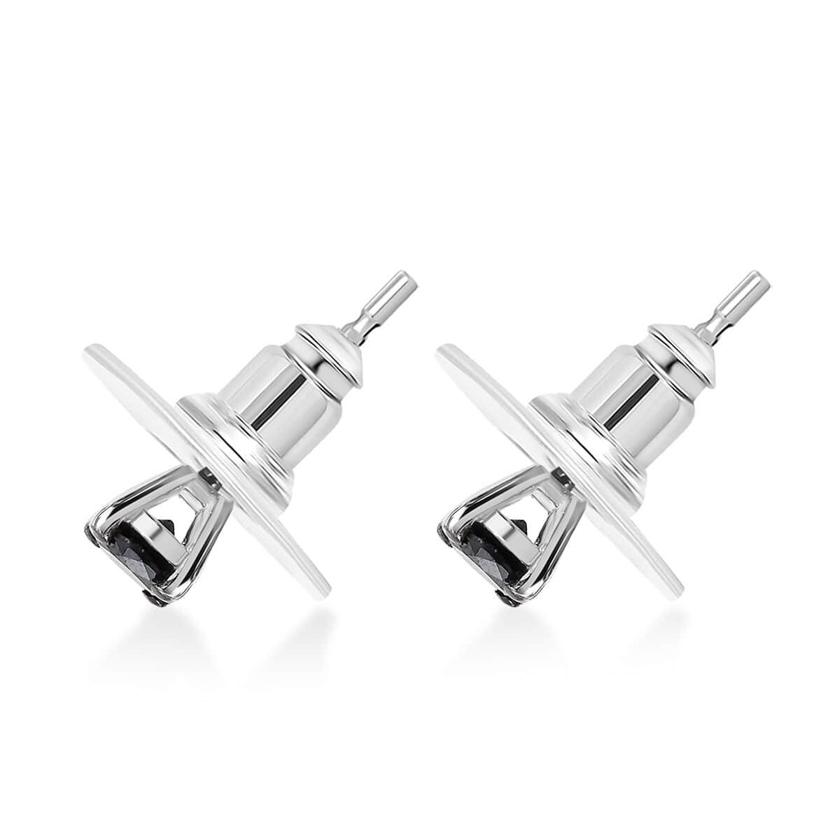 Black Diamond 0.50 ctw Stud Earrings in Rhodium Over Sterling Silver image number 3