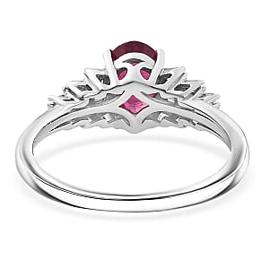Premium Niassa Ruby (FF) and White Diamond 1.30 ctw Ring in Rhodium Over Sterling Silver (Size 10.0)