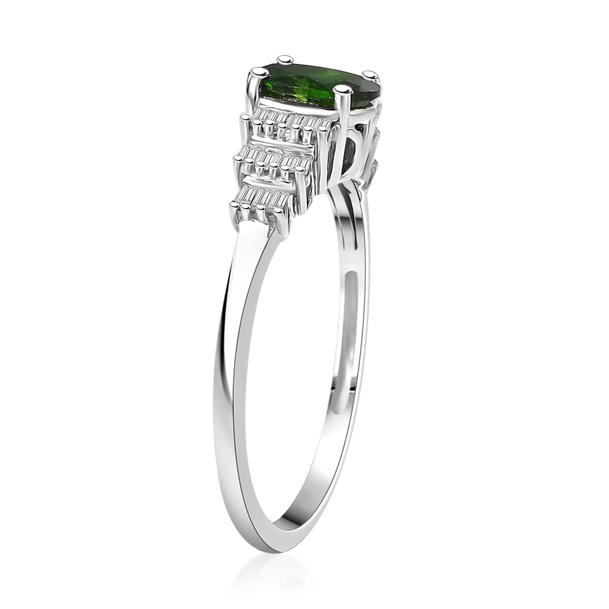 Premium Chrome Diopside and Diamond 1.00 ctw Ring in Rhodium Over Sterling Silver (Size 8.0) image number 3