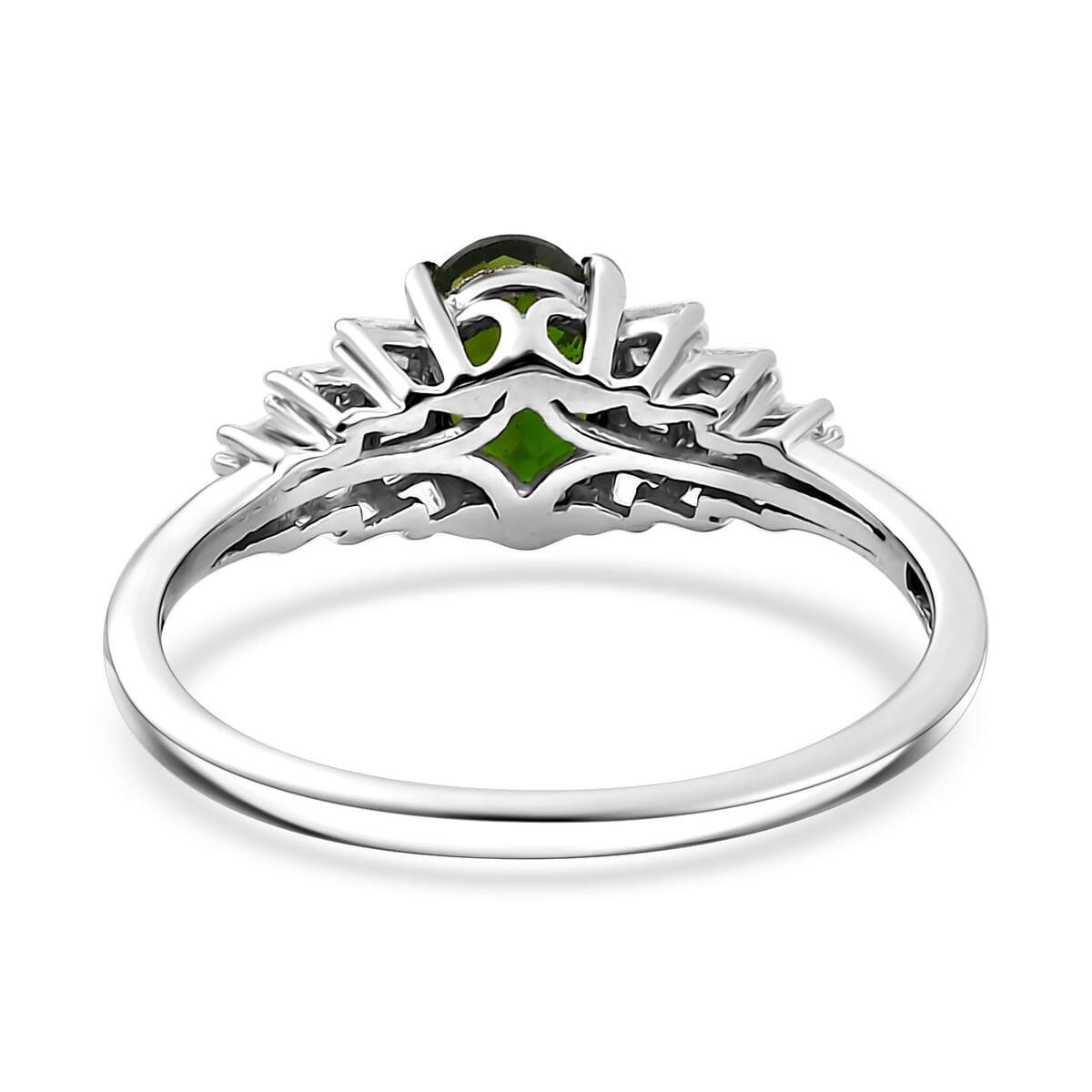 Premium Chrome Diopside and Diamond 1.00 ctw Ring in Rhodium Over Sterling Silver (Size 8.0) image number 4
