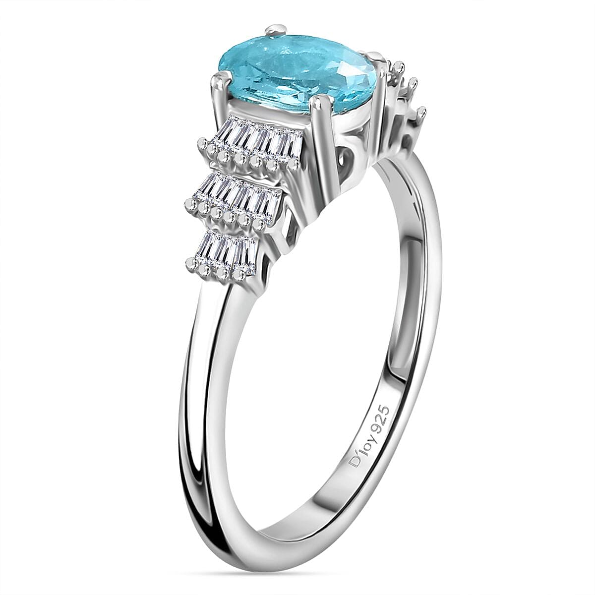 Premium Betroka Blue Apatite and Diamond 1.00 ctw Ring in Rhodium Over Sterling Silver (Size 6.0) image number 3