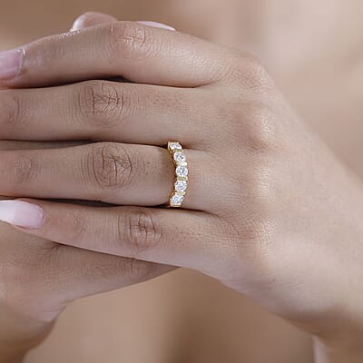 Moissanite 1.25 ctw Five Stone Ring in 18K Vermeil Yellow Gold Over Sterling Silver (Size 10.0)