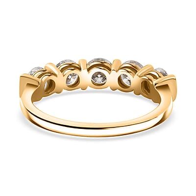 Moissanite 1.25 ctw Five Stone Ring in 18K Vermeil Yellow Gold Over Sterling Silver (Size 10.0)