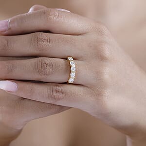 Moissanite 1.25 ctw Five Stone Ring in 18K Vermeil Yellow Gold Over Sterling Silver (Size 9.0)