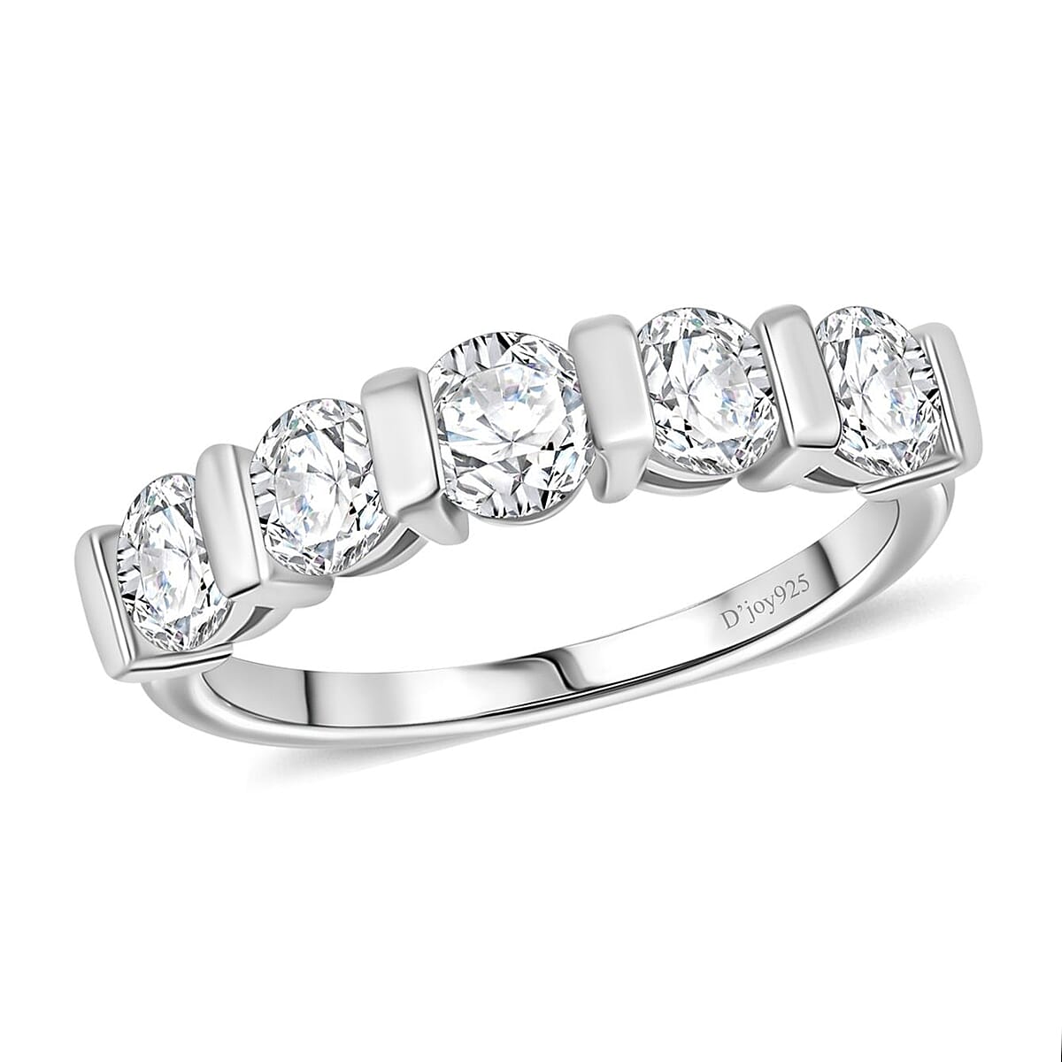 Moissanite 1.25 ctw 4 Stone Ring in Rhodium Over Sterling Silver (Size 6.0) image number 0