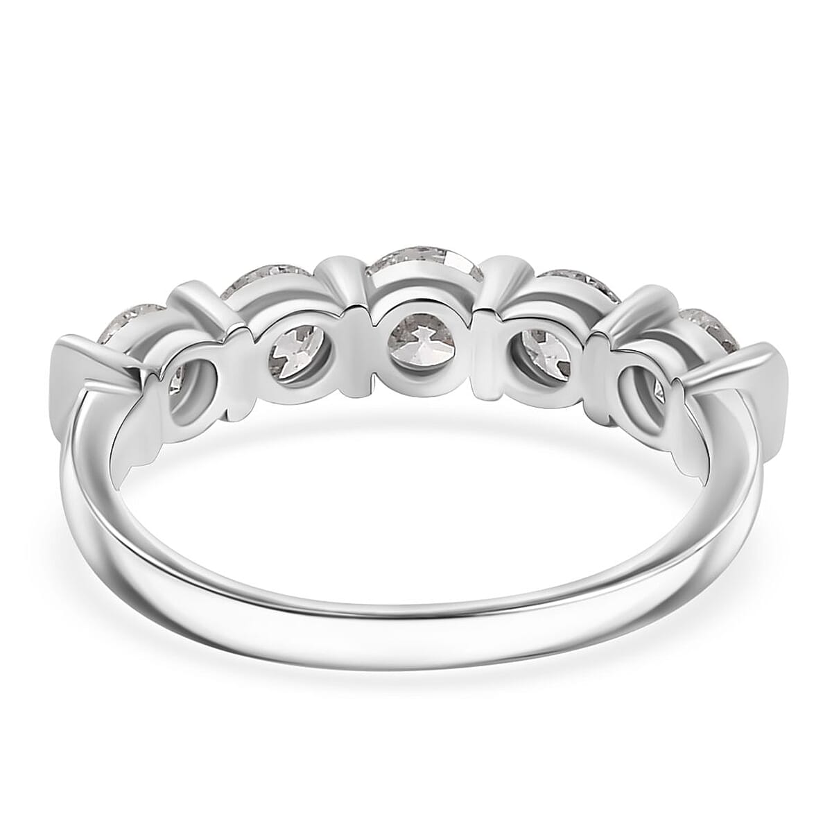 Moissanite 1.25 ctw 4 Stone Ring in Rhodium Over Sterling Silver (Size 6.0) image number 5