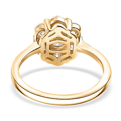Moissanite 1.25 tw Floral Ring in 18K Vermeil Yellow Gold Over Sterling Silver (Size 10.0)