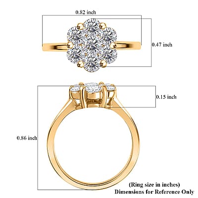 Moissanite 1.25 tw Floral Ring in 18K Vermeil Yellow Gold Over Sterling Silver (Size 10.0)