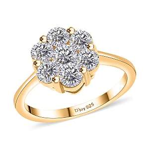 D'Joy Moissanite 1.25 tw Floral Ring in 18K Vermeil Yellow Gold Over Sterling Silver (Size 7.0)