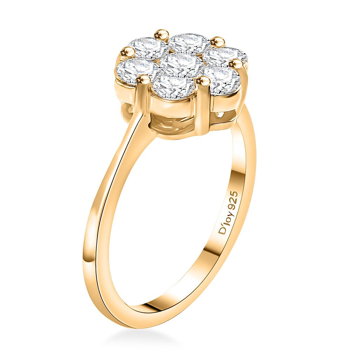 D'Joy Moissanite 1.25 tw Floral Ring in 18K Vermeil Yellow Gold Over Sterling Silver (Size 7.0) image number 3