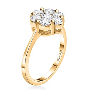 D'Joy Moissanite 1.25 tw Floral Ring in 18K Vermeil Yellow Gold Over Sterling Silver (Size 7.0)