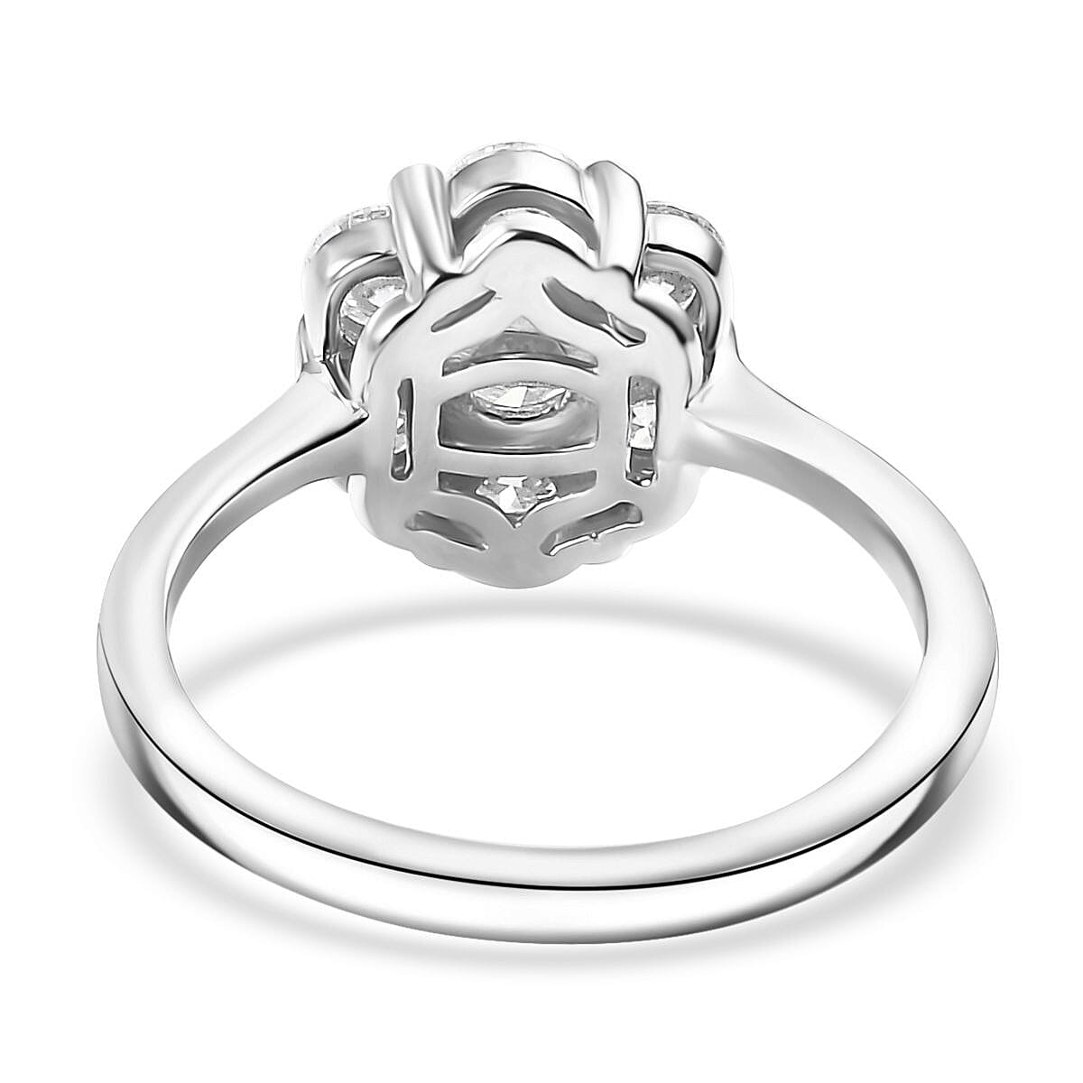 Moissanite 1.25 ctw Floral Ring in Rhodium Over Sterling Silver (Size 5.0) image number 4