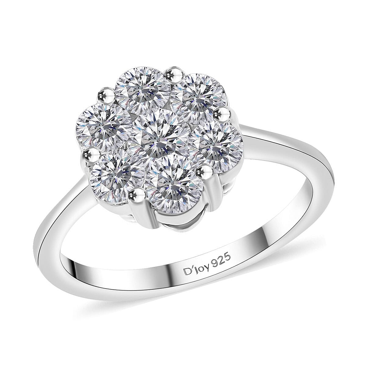 Moissanite 1.25 ctw Floral Ring in Rhodium Over Sterling Silver (Size 6.0) image number 0