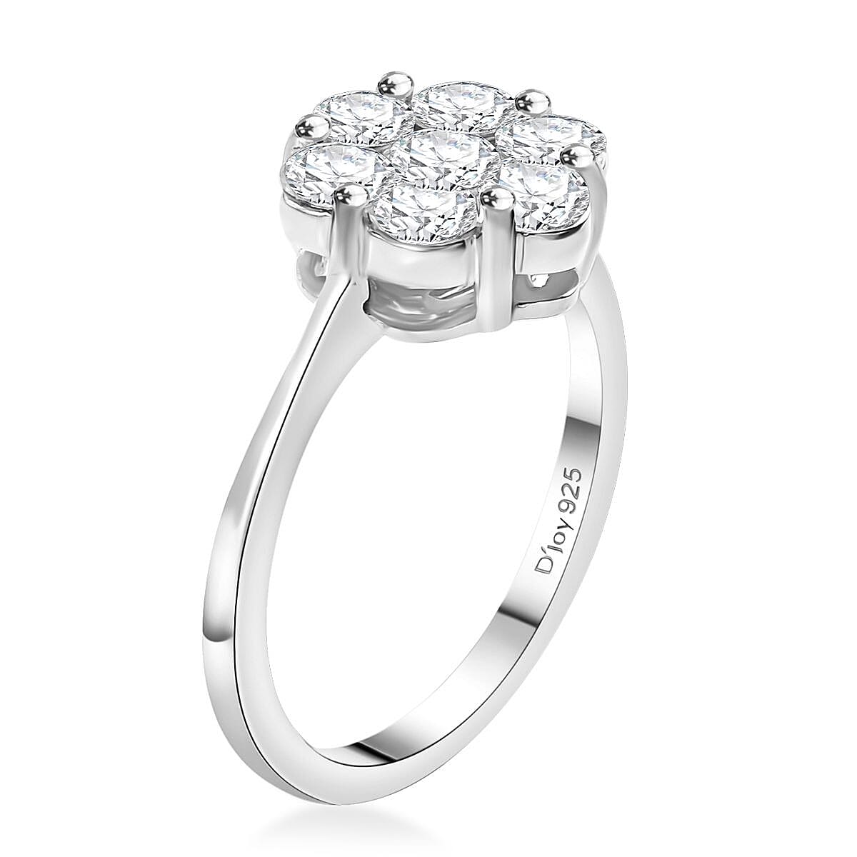 Moissanite 1.25 ctw Floral Ring in Rhodium Over Sterling Silver (Size 6.0) image number 3
