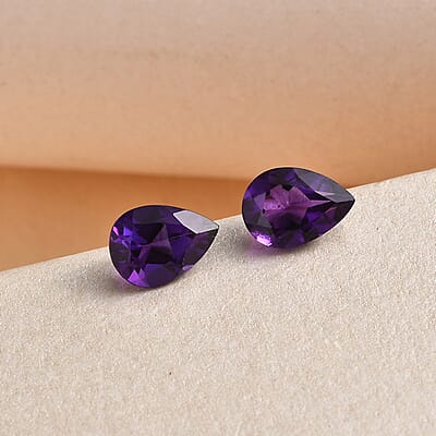 AA African Amethyst Set of 2 (Pear 7x5 mm) 1.23 ctw