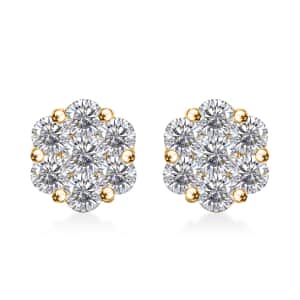 Moissanite 1.50 ctw Floral Stud Earrings in 18K Vermeil Yellow Gold Over Sterling Silver