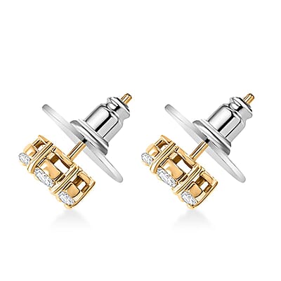 Moissanite 1.50 ctw Floral Stud Earrings in 18K Vermeil Yellow Gold Over Sterling Silver