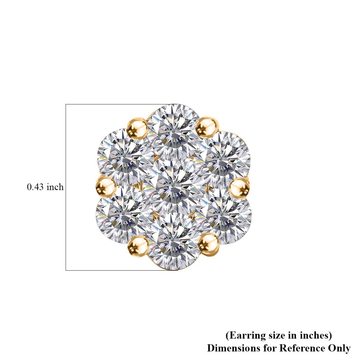 Moissanite Floral Stud Earrings in 18K Vermeil YG Over Sterling Silver 1.50 ctw image number 4