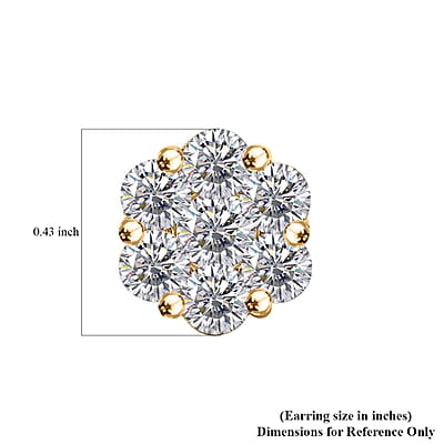 Moissanite 1.50 ctw Floral Stud Earrings in 18K Vermeil Yellow Gold Over Sterling Silver