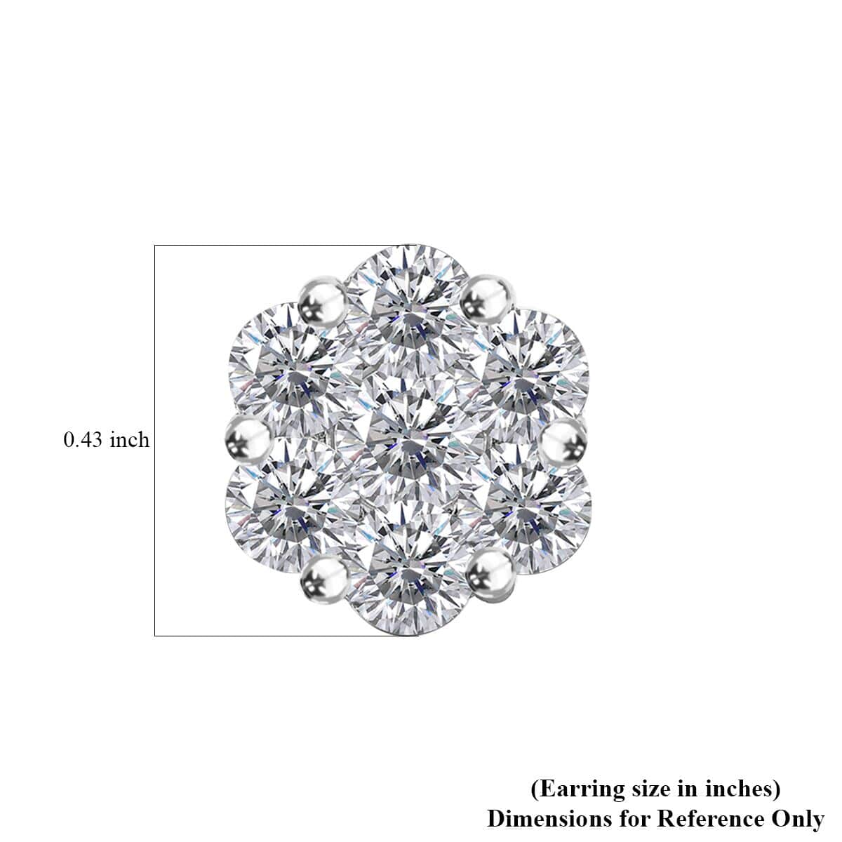 Moissanite 1.50 ctw Floral Stud Earrings in Rhodium Over Sterling Silver image number 4