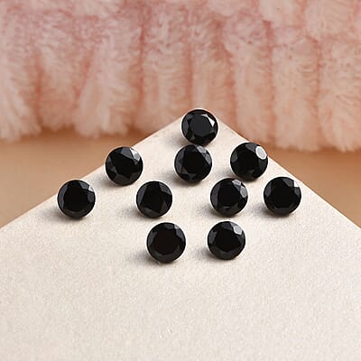AA Thai Black Spinel Set of 10 (Rnd 5 mm) 5.21 ctw Loose Gemstone
