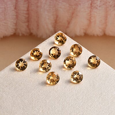 AA Brazilian Citrine Set of 10 (Rnd 5 mm) 4.19 ctw Loose Gemstone
