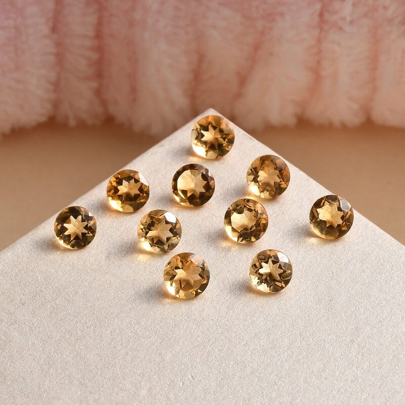 AA Brazilian Citrine Set of 10 (Rnd 5 mm) 4.19 ctw Loose Gemstone