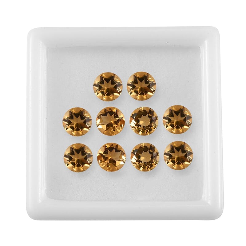 AA Brazilian Citrine Set of 10 (Rnd 5 mm) 4.19 ctw Loose Gemstone