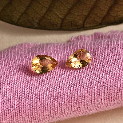 AA Brazilian Citrine Set of 2 (Pear 7x5 mm) 1.14 ctw