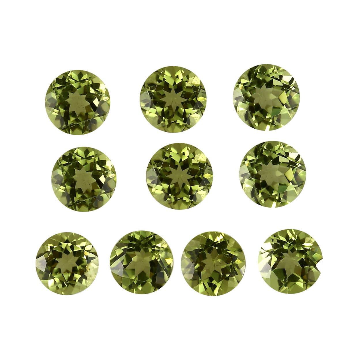 AA Peridot Set of 10 (Rnd 5 mm) 5.33 ctw Loose Gemstone image number 0